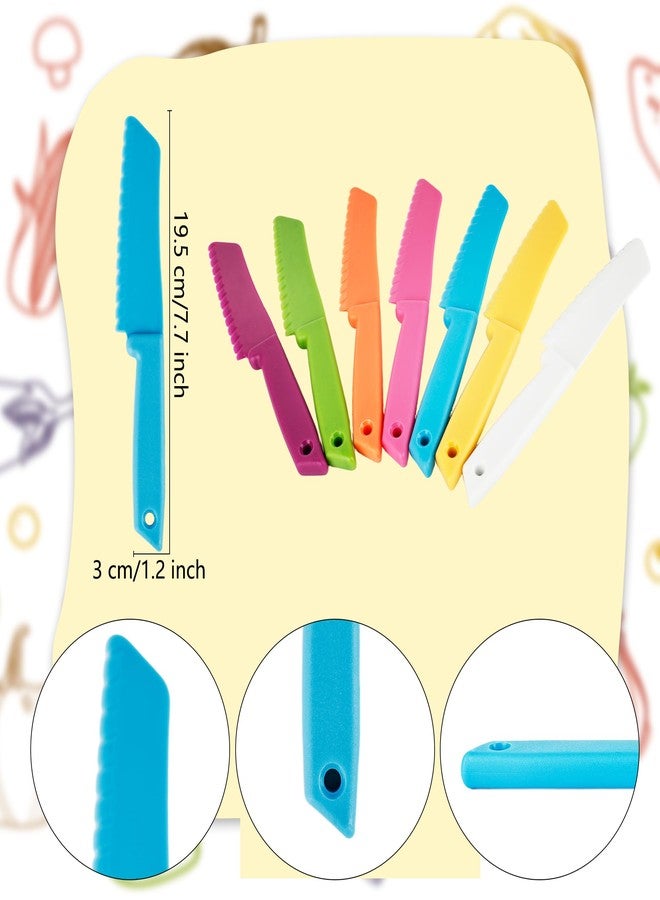 Drayear 21 Pcs Kids Plastic Knives for Cutting Kids Plastic Kitchen Knives Safe Cooking Tools for Toddlers Kid Play Kitchen Cooking Class Learning Kitchens Set, 7 Colors - Image 2